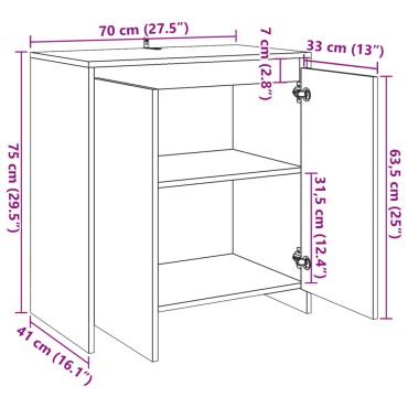 vidaXL Μπουφές Παλαιό Ξύλο 70x41x75cm από Επεξεργασμένο Ξύλο 1 τεμ.