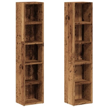 vidaXL Έπιπλα για CD 2 τεμ. Παλαιό Ξύλο 21x16x93,5cm από Επξ. Ξύλο