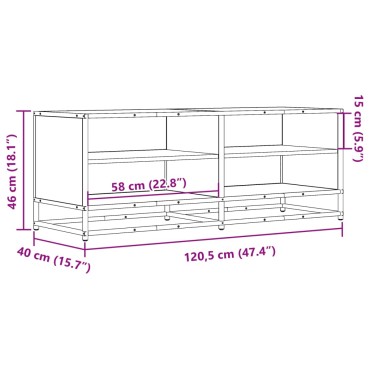 vidaXL Έπιπλο Τηλεόρασης Μαύρο 120,5x40x46cm από Επεξεργ. Ξύλο/Μέταλλο