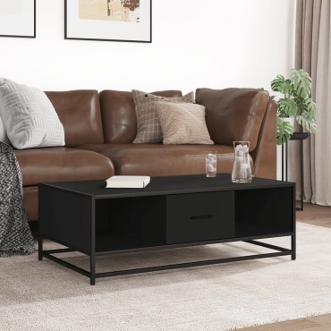 vidaXL Τραπεζάκι Σαλονιού Μαύρο 100x57x35cm από Επεξ. Ξύλο/Μέταλλο 1 τεμ.