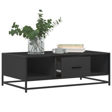 vidaXL Τραπεζάκι Σαλονιού Μαύρο 100x57x35cm από Επεξ. Ξύλο/Μέταλλο 1 τεμ.