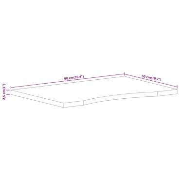 vidaXL Επιφάνεια Γραφείου Καμπύλη 90x50x2,5cm Μασίφ Ακατ. Μάνγκο