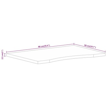 vidaXL Επιφάνεια Γραφείου Καμπύλη 90x50x2,5cm Μασίφ Ακατ. Μάνγκο