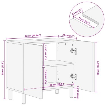 vidaXL Ντουλάπι Μπάνιου Μαύρο 62x33x58cm από Επεξεργασμένο Ξύλο