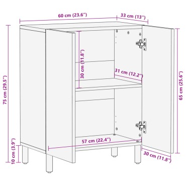 vidaXL Μπουφές Μαύρος 60x33x75cm από Επεξεργασμένο Ξύλο 1 τεμ.