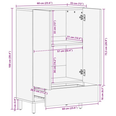 vidaXL Ντουλάπι Μαύρο 60x33x110cm από Επεξεργασμένο Ξύλο 1 τεμ.