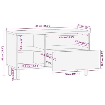 vidaXL Έπιπλο Τηλεόρασης Μαύρο 80x33x46cm από Επεξεργασμένο Ξύλο 1 τεμ.