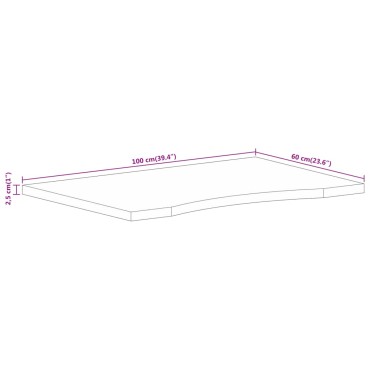 vidaXL Επιφάνεια Γραφείου Καμπύλη 100x60x2,5cm Μασίφ Ακατ. Μάνγκο