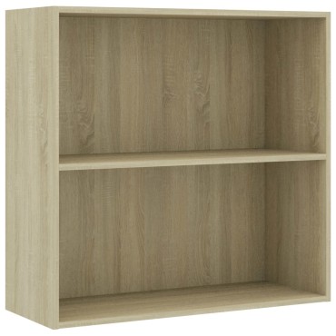 vidaXL Βιβλιοθήκη με 2 Ράφια Sonoma Δρυς 80x30x76,5cm Επεξ. Ξύλο 1 τεμ.