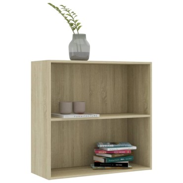 vidaXL Βιβλιοθήκη με 2 Ράφια Sonoma Δρυς 80x30x76,5cm Επεξ. Ξύλο 1 τεμ.