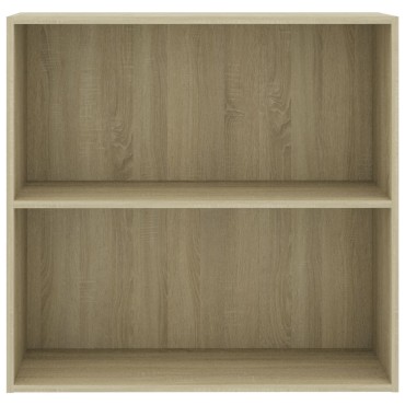 vidaXL Βιβλιοθήκη με 2 Ράφια Sonoma Δρυς 80x30x76,5cm Επεξ. Ξύλο 1 τεμ.