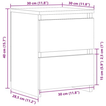 vidaXL Κομοδίνα 2 τεμ. Όψη Παλαιού Ξύλου 30x30x40cm Επεξ. Ξύλο