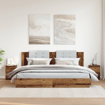 vidaXL Κομοδίνα 2 τεμ. Όψη Παλαιού Ξύλου 30x30x40cm Επεξ. Ξύλο