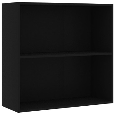 vidaXL Βιβλιοθήκη με 2 Ράφια Μαύρη 80x30x76,5cm από Επεξ. Ξύλο 1 τεμ.