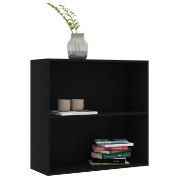 vidaXL Βιβλιοθήκη με 2 Ράφια Μαύρη 80x30x76,5cm από Επεξ. Ξύλο 1 τεμ.