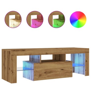 vidaXL Έπιπλο Τηλεόρασης με LED Αρτισιανή Δρυς 120x36,5x40cm Επεξ.Ξύλο