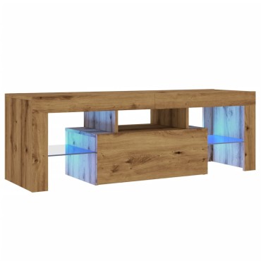 vidaXL Έπιπλο Τηλεόρασης με LED Αρτισιανή Δρυς 120x36,5x40cm Επεξ.Ξύλο