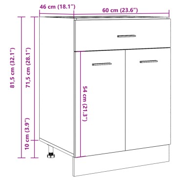 vidaXL Ντουλάπι με Συρτάρια "Lyon" από Τεχνητό Δρυς 60x46x81,5cm από Τεχνητό Ξύλο 1 τεμ.