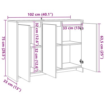 vidaXL Ντουλάπι Παλ. Ξύλο 102x33x75cm από Επεξεργασμένο Ξύλο 1 τεμ.