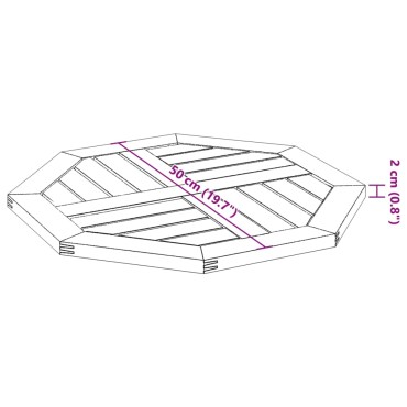 vidaXL Επιφάνεια Τραπεζιού Οκτάγωνη 50x50x2cm Μασίφ Ξύλο Ακακίας 1 τεμ.