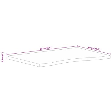 vidaXL Επιφάνεια Γραφείου Καμπύλη 80x60x2,5cm Μασίφ Ακατ. Μάνγκο