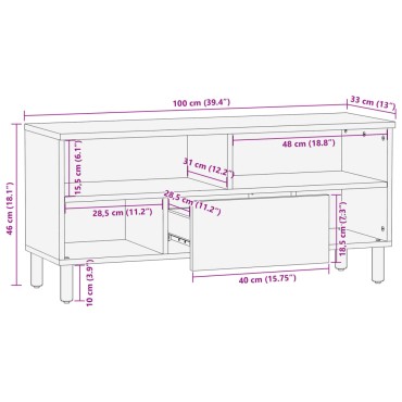 vidaXL Έπιπλο Τηλεόρασης Μαύρο 100x33x46cm από Επεξεργασμένο Ξύλο 1 τεμ.