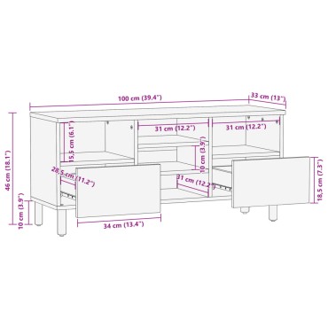 vidaXL Έπιπλο Τηλεόρασης Μαύρο 100x33x46cm από Επεξεργασμένο Ξύλο 1 τεμ.