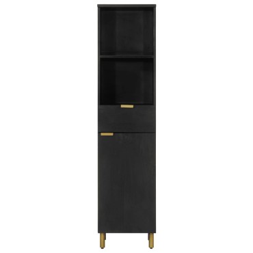 vidaXL Ντουλάπι Μπάνιου Μαύρο 38x33x160cm από Μασίφ Ξύλο Μάνγκο