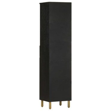 vidaXL Ντουλάπι Μπάνιου Μαύρο 38x33x160cm από Μασίφ Ξύλο Μάνγκο