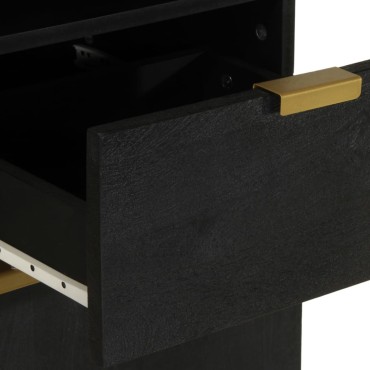 vidaXL Ντουλάπι Μπάνιου Μαύρο 38x33x160cm από Μασίφ Ξύλο Μάνγκο