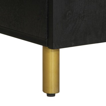 vidaXL Ντουλάπι Μπάνιου Μαύρο 38x33x160cm από Μασίφ Ξύλο Μάνγκο