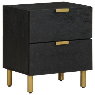 vidaXL Κομοδίνα 2 τεμ. Μαύρα 40x33x46cm από Μασίφ Ξύλο Μάνγκο