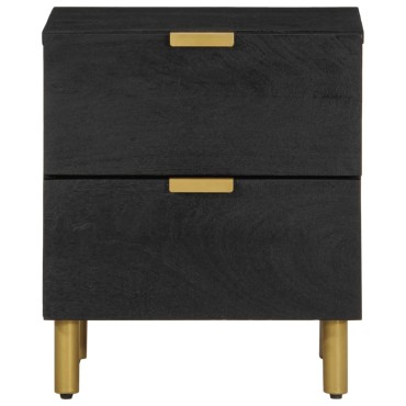 vidaXL Κομοδίνα 2 τεμ. Μαύρα 40x33x46cm από Μασίφ Ξύλο Μάνγκο