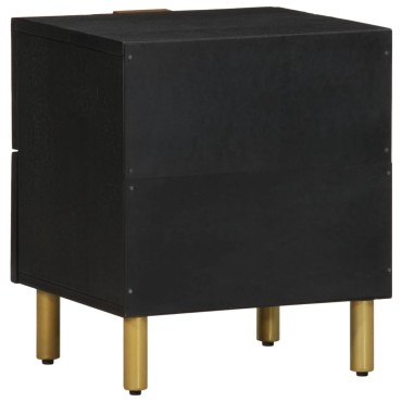 vidaXL Κομοδίνα 2 τεμ. Μαύρα 40x33x46cm από Μασίφ Ξύλο Μάνγκο