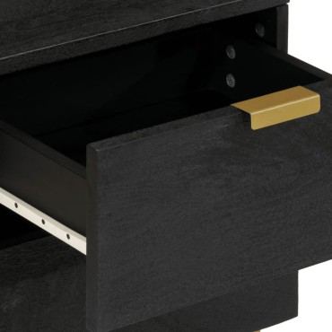 vidaXL Κομοδίνα 2 τεμ. Μαύρα 40x33x46cm από Μασίφ Ξύλο Μάνγκο