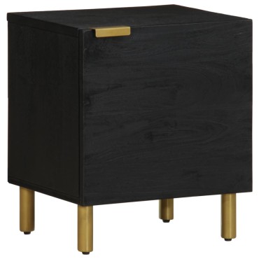 vidaXL Κομοδίνα 2 τεμ. Μαύρα 40x33x46cm από Μασίφ Ξύλο Μάνγκο