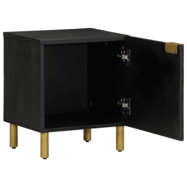 vidaXL Κομοδίνα 2 τεμ. Μαύρα 40x33x46cm από Μασίφ Ξύλο Μάνγκο