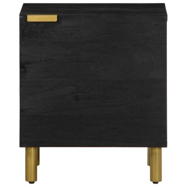 vidaXL Κομοδίνα 2 τεμ. Μαύρα 40x33x46cm από Μασίφ Ξύλο Μάνγκο