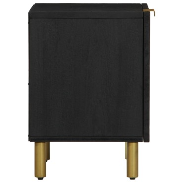 vidaXL Κομοδίνα 2 τεμ. Μαύρα 40x33x46cm από Μασίφ Ξύλο Μάνγκο