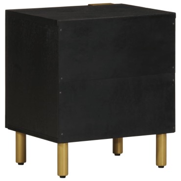 vidaXL Κομοδίνα 2 τεμ. Μαύρα 40x33x46cm από Μασίφ Ξύλο Μάνγκο