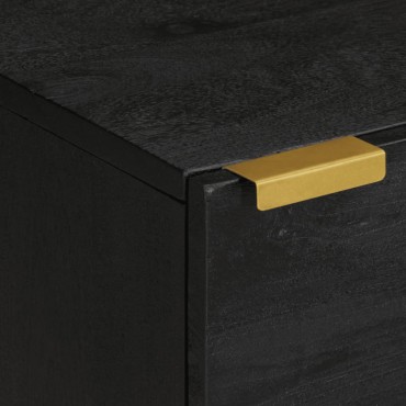 vidaXL Κομοδίνα 2 τεμ. Μαύρα 40x33x46cm από Μασίφ Ξύλο Μάνγκο