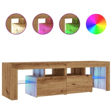 vidaXL Έπιπλο Τηλεόρασης με LED Αρτισιανή Δρυς 140x36,5x40cm Επεξ.Ξύλο