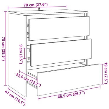 vidaXL Μπουφές Παλαιό Ξύλο 70x41x75cm από Επεξεργασμένο Ξύλο 1 τεμ.