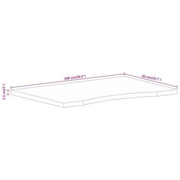 vidaXL Επιφάνεια Γραφείου Καμπύλη 100x50x2,5cm Μασίφ Ακατ. Μάνγκο