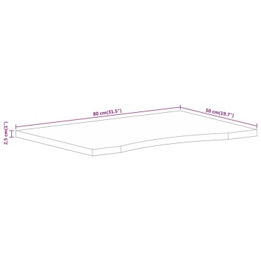 vidaXL Επιφάνεια Γραφείου Καμπύλη 80x50x2,5cm Μασίφ Ακατ. Μάνγκο