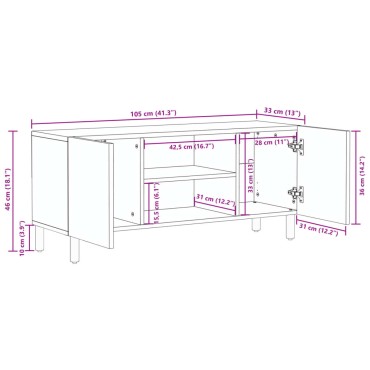 vidaXL Έπιπλο Τηλεόρασης Μαύρο 105x33x46cm Επεξεργασμένο Ξύλο 1 τεμ.