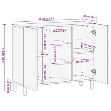 vidaXL Συρταριέρα Μαύρη 90x33x75cm από Επεξεργασμένο Ξύλο