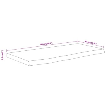 vidaXL Ράφι Επιτοίχιο Ορθ. Live Edge 60x30x2,5cm Μασίφ Ξύλο Ακακίας