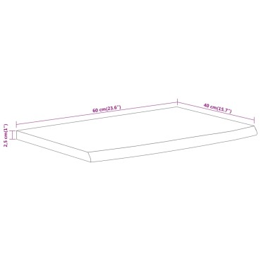 vidaXL Ράφι Επιτοίχιο Ορθ. Live Edge 60x40x2,5cm Μασίφ Ξύλο Ακακίας