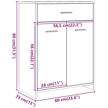 vidaXL Ντουλάπι Μπάνιου Γκρι του Σκυροδέματος 60x33x80cm Επεξ. Ξύλο